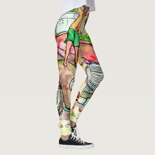 空のロットおよび古い錆ついた車- Stoopの生命 レギンス (右)