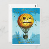 空の上のハロウィーンのホームアールバルーン、ヴィンテージ ポストカード (正面/裏面)