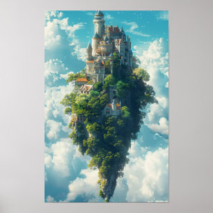 空の上の静かな澄ん日の出の雲の背景P ポスター