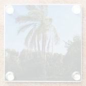 空の下で揺れるヤシ澄んの木 ガラスコースター (裏面)