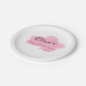 空の九 赤いパステル ウェディングシャワーの名前と日付 ペーパープレート (アングル)