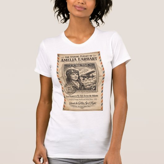 空の伝説を祝おう。アメリア・エアハートを称えよう Tシャツ (正面)