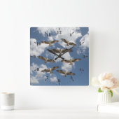 空の写真でオスプレイのデュエット スクエア壁時計 (ホーム)