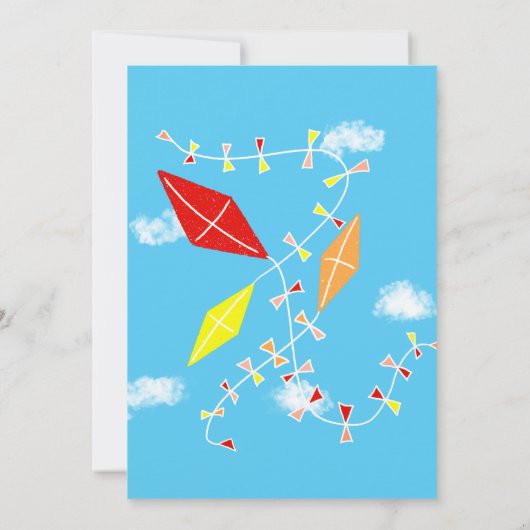 空の凧それは男の子のシャワー招待状 招待状 (裏面)