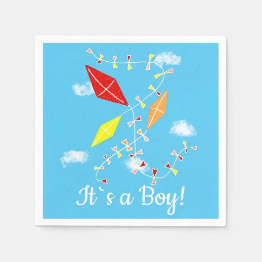 空の凧It's a Boy Baby Showerパーティー スタンダードカクテルナプキン (正面)