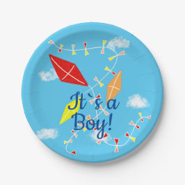 空の凧It's a Boy Baby Showerパーティー ペーパープレート