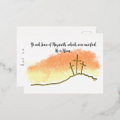 空の十字架彼はキリスト教の復活祭を復活させる 箔シーズンポストカード (正面/裏面)