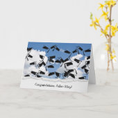 空の卒業キャップ カード (黄色い花)