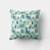 空の可愛い恐竜の漫画の青い緑 クッション (裏面)