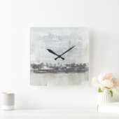 空の地平線-中立色 スクエア壁時計 (ホーム)