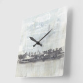 空の地平線-中立色 スクエア壁時計 (傾斜)