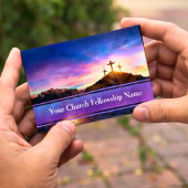 空の墓3つの十字日没の教会の牧師 名刺