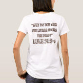 空の墓–復活の聖書の言葉デザイン Tシャツ (裏面)