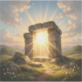空の墓 – 聖書の復活アート スクエア シール (正面)