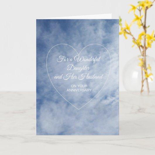 空の娘と夫のカスタマイズ可能な記念日カード カード (黄色い花)