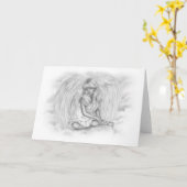 空の小さな天使グリーティングカード カード (黄色い花)