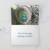 空の巣に2羽の鳥の卵が カード (内部)