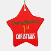 空の巣の第1クリスマスの赤の星 セラミックオーナメント (左)