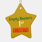 空の巣の第1クリスマスの金ゴールドの星2 セラミックオーナメント (左)