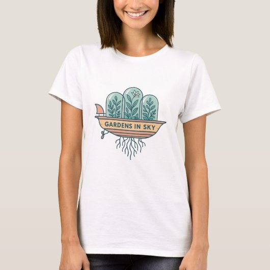 空の庭の雲プランターTシャツ Tシャツ (正面)