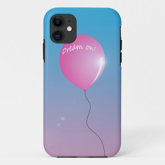 空の引用文ピンクバルーンでドリームオン感動的 Case-Mate iPhoneケース (裏面)