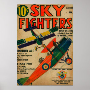 空の戦闘機の雑誌カバー ポスター