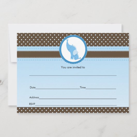 空の招待状エレファントブルーブラウンを入力 招待状 (正面)