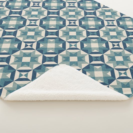 空の星 – 幾何学的な青 シェルパブランケット (3/4)