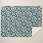 空の星 – 幾何学的な青 シェルパブランケット (正面(横))