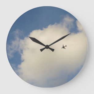 空の柱時計の飛行機 ラージ壁時計