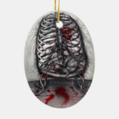 空の檻のリブ人間骨格ホラーオリジナルアート セラミックオーナメント (裏面)