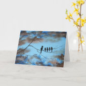 空の母の日の抽象美術の木の鳥 カード (黄色い花)