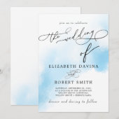空の水彩ウェディングとエレガントな結婚式 招待状 (正面/裏面)