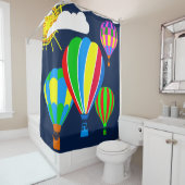 空の熱気球おもしろい シャワーカーテン (インサイチュ)