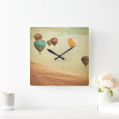 空の熱気球 スクエア壁時計 (ホーム)