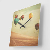 空の熱気球 スクエア壁時計 (傾斜)
