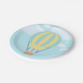 空の緑と黄色の熱気球 ペーパープレート (アングル)