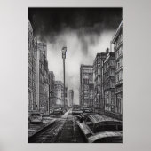 空の見捨てられた都市 | AIアートポスター ポスター (正面)