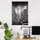 空の見捨てられた都市 | AIアートポスター ポスター (ホームオフィス)