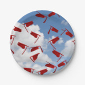 空の赤い卒業帽子 ペーパープレート (正面)