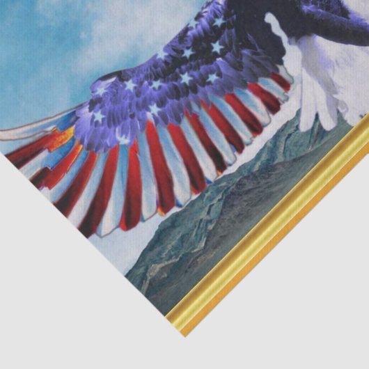 空の金ゴールドホイルの米国旗のワシの飛行 薄葉紙 (詳細)