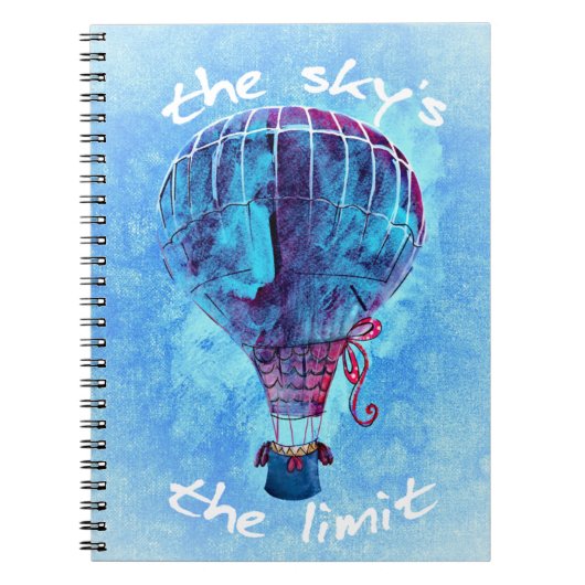 空の限界の水彩画の熱気の気球 ノートブック (正面)