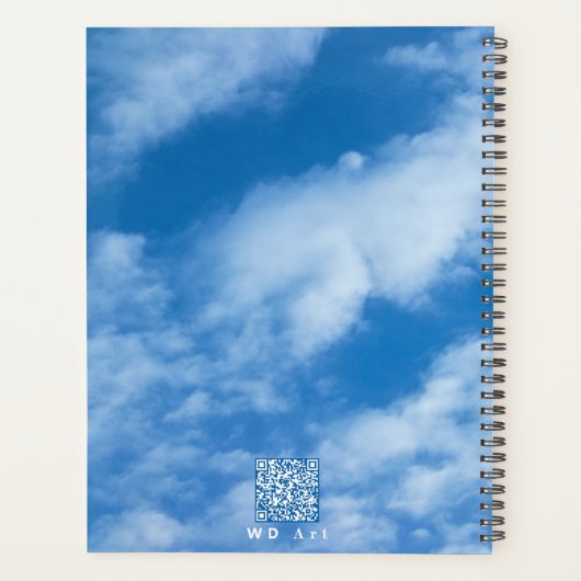 空の雲と青と白パーソナライズされた プランナー手帳 (裏面)