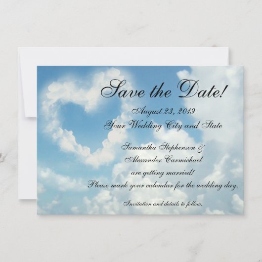 空の雲のハート 結婚式お知らせ セーブザデート (正面)