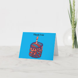 空の青いサンキューカードとバースデーカップケーキ サンキューカード