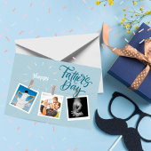 空の青いハッピー父の日写真グリーティングカード サンキューカード