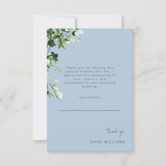 空の青いメッセージ アイビー ウェディング シャワー サンクス サンキューカード (正面)
