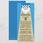 空の青いラッキーストライクボウリング誕生日パーティー 招待状 (正面/裏面)