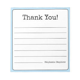 空の青いレトロ感謝あなたのお名前ライン入り ノートパッド