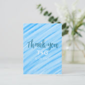 空の青い感謝の気持ち カップル名 年月日テキストを追加 ポストカード (スタンド正面)